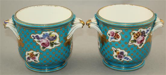 A pair of Minton Sevres style half bottle wine coolers, mid 19th century, 11.3cm.